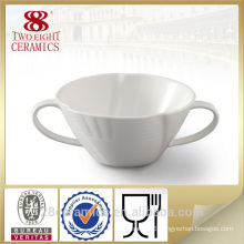 Wholesale restaurant crockery, soup bowl with handle, white soup cup for restaurant